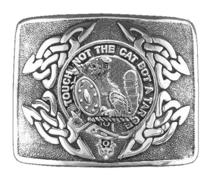 Image 1 of MacBain Clan Badge Interlace Mens Sterling Silver Kilt Belt Buckle