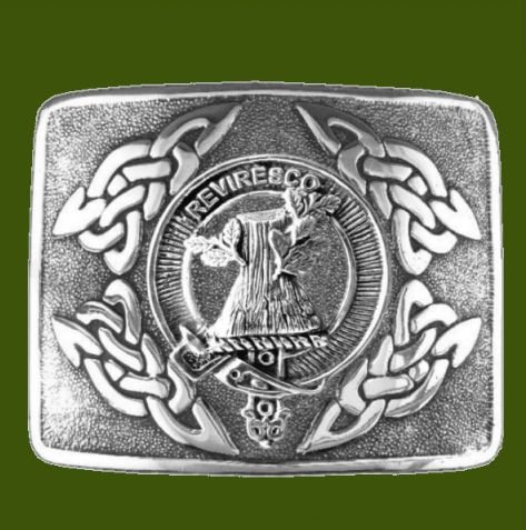 Image 0 of MacEwen Clan Badge Interlace Mens Stylish Pewter Kilt Belt Buckle