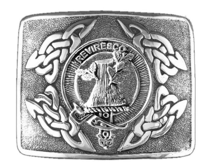 Image 1 of MacEwen Clan Badge Interlace Mens Sterling Silver Kilt Belt Buckle