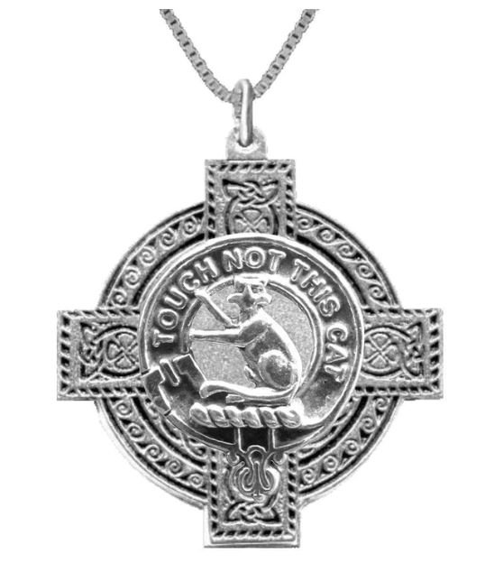 Image 1 of MacGillivray Clan Badge Celtic Cross Stylish Pewter Clan Crest Pendant