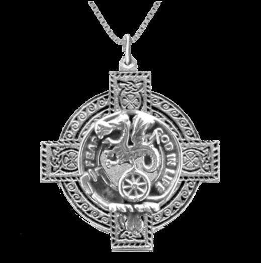 Image 0 of Somerville Clan Badge Celtic Cross Sterling Silver Clan Crest Pendant