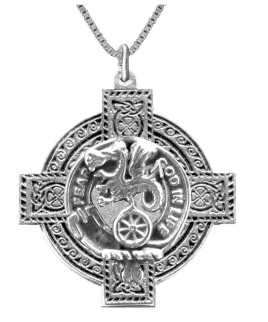 Image 1 of Somerville Clan Badge Celtic Cross Sterling Silver Clan Crest Pendant