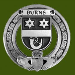 Burns Irish Coat Of Arms Claddagh Stylish Pewter Family Crest Badge  