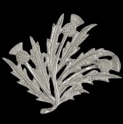 Scottish Thistle Floral Spray Medium Sterling Silver Brooch 