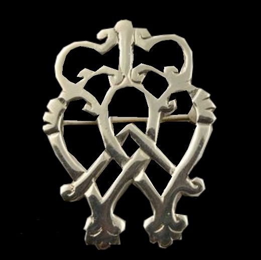 Image 0 of Scottish Luckenbooth Hearts And Thistle Small Sterling Silver Brooch 