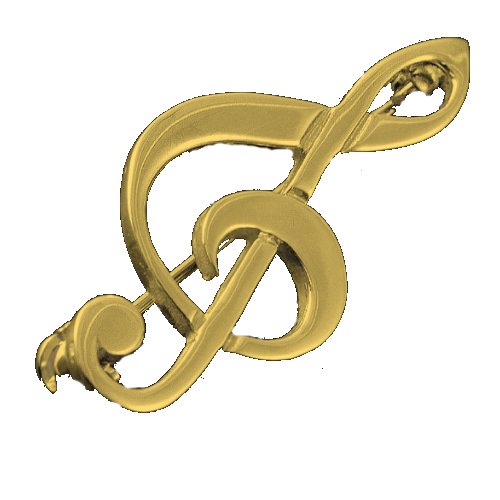 Image 1 of Treble Clef Musical Note Medium 9K Yellow Gold Brooch 