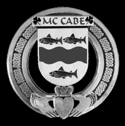 Image 0 of McCabe Irish Coat Of Arms Claddagh Sterling Silver Family Crest Badge   