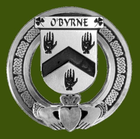 Image 0 of OByrne Irish Coat Of Arms Claddagh Stylish Pewter Family Crest Badge  