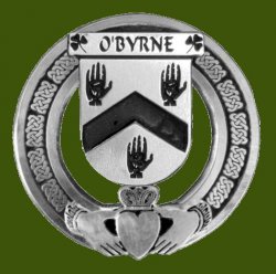 OByrne Irish Coat Of Arms Claddagh Stylish Pewter Family Crest Badge  