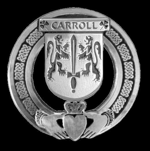 Image 0 of Carroll Irish Coat Of Arms Claddagh Sterling Silver Family Crest Badge   