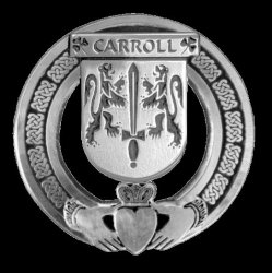 Carroll Irish Coat Of Arms Claddagh Sterling Silver Family Crest Badge   