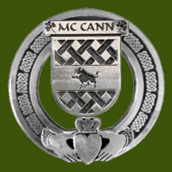 McCann Irish Coat Of Arms Claddagh Stylish Pewter Family Crest Badge  