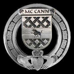McCann Irish Coat Of Arms Claddagh Sterling Silver Family Crest Badge   