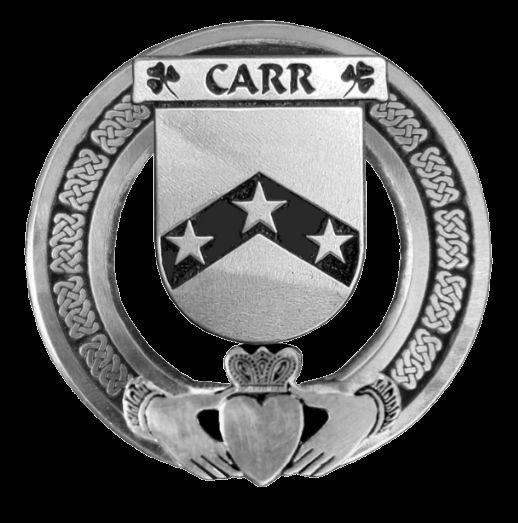 Image 0 of Carr Irish Coat Of Arms Claddagh Sterling Silver Family Crest Badge   