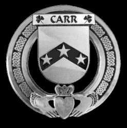 Carr Irish Coat Of Arms Claddagh Sterling Silver Family Crest Badge   
