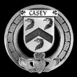 Casey Irish Coat Of Arms Claddagh Sterling Silver Family Crest Badge   