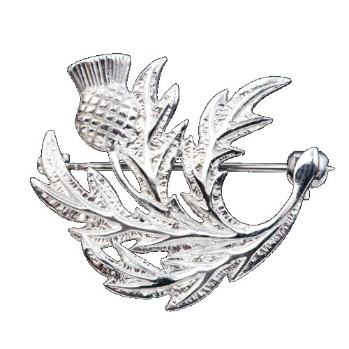 Image 1 of Scottish Thistle Single Flower Small Sterling Silver Brooch 
