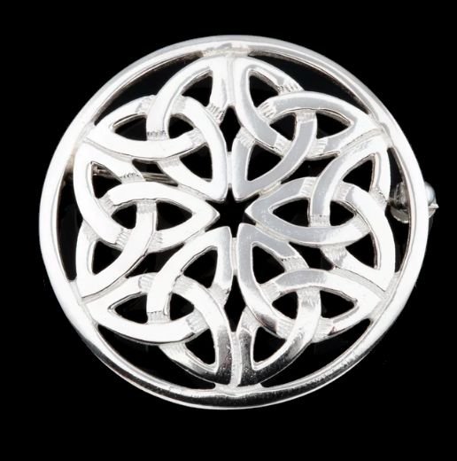 Image 0 of Celtic Knotwork Circular Design Small Sterling Silver Brooch