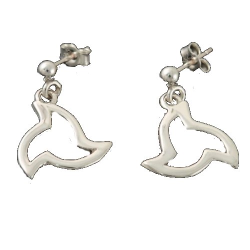 Image 1 of Celtic Fire Triangular Open Flame Small Sterling Silver Earrings