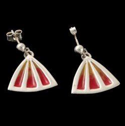 Celtic Fire Enamelled Triangular Fan Drop Sterling Silver Earrings