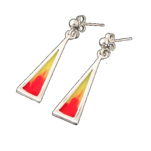 Image 1 of Celtic Fire Enamelled Triangular Drop Sterling Silver Earrings