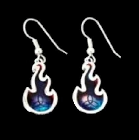 Image 0 of Celtic Fire Shetland Sea Enamelled Flame Sterling Silver Earrings