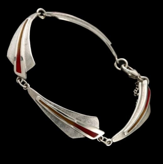 Image 0 of Celtic Fire Enamelled Fire Link Design Sterling Silver Bracelet