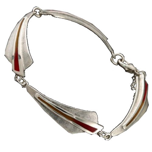 Image 1 of Celtic Fire Enamelled Fire Link Design Sterling Silver Bracelet