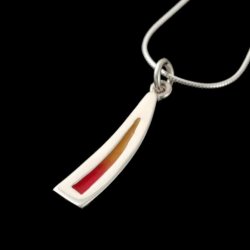 Celtic Fire Enamelled Curved Small Sterling Silver Pendant