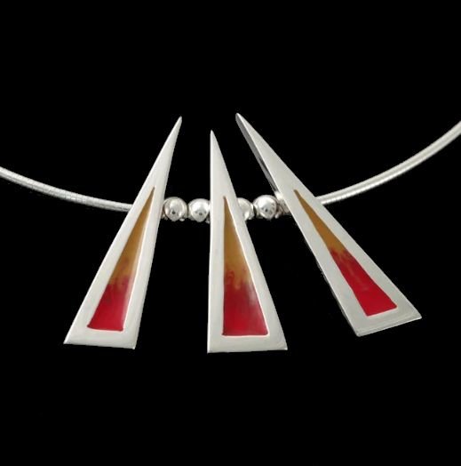 Image 0 of Celtic Fire Enamelled Three Piece Sterling Silver Necklet