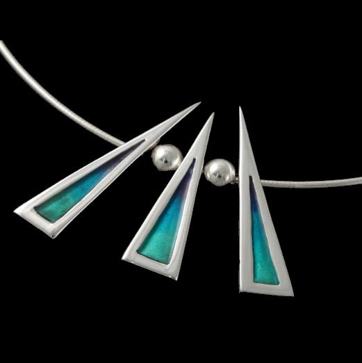 Image 2 of Celtic Fire Enamelled Three Piece Sterling Silver Necklet