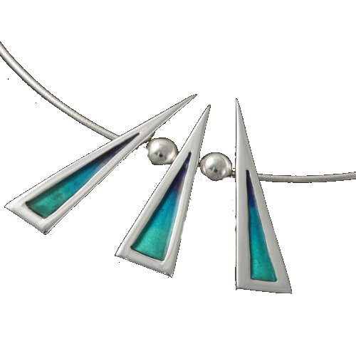Image 3 of Celtic Fire Enamelled Three Piece Sterling Silver Necklet
