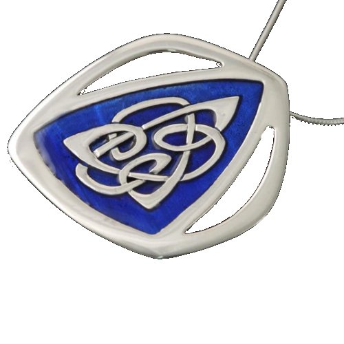 Image 3 of Celtic Fire Enamelled Knotwork Triangular Sterling Silver Pendant