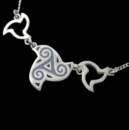 Image 2 of Celtic Fire Enamelled Triskele Knotwork Open Flames Sterling Silver Necklet
