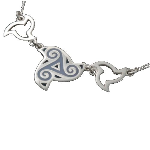 Image 3 of Celtic Fire Enamelled Triskele Knotwork Open Flames Sterling Silver Necklet