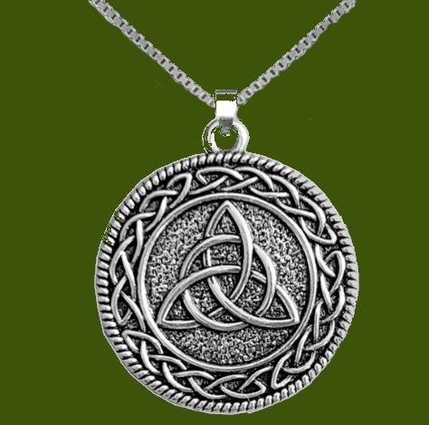 Image 2 of Lyons Irish Coat Of Arms Interlace Round Pewter Family Crest Pendant