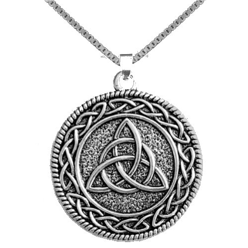 Image 3 of Lyons Irish Coat Of Arms Interlace Round Pewter Family Crest Pendant