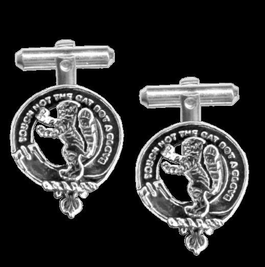 Image 0 of Chattan Clan Badge Sterling Silver Clan Crest Cufflinks