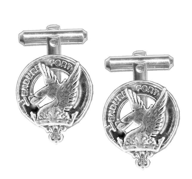Image 1 of Lindsay Clan Badge Sterling Silver Clan Crest Cufflinks