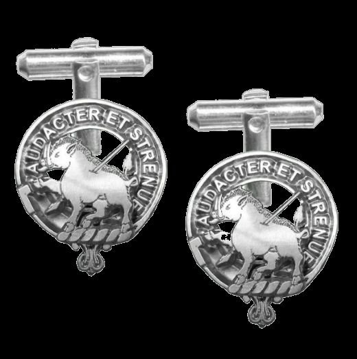 Image 0 of Pollock Clan Badge Sterling Silver Clan Crest Cufflinks