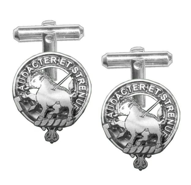 Image 1 of Pollock Clan Badge Sterling Silver Clan Crest Cufflinks