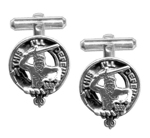 Image 1 of MacFarlane Clan Badge Stylish Pewter Clan Crest Cufflinks