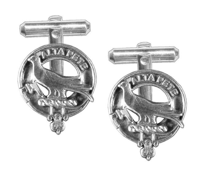 Image 1 of Glen Clan Badge Stylish Pewter Clan Crest Cufflinks