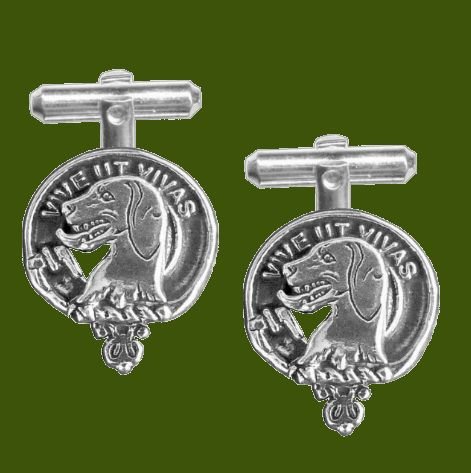 Image 0 of Hall Clan Badge Stylish Pewter Clan Crest Cufflinks