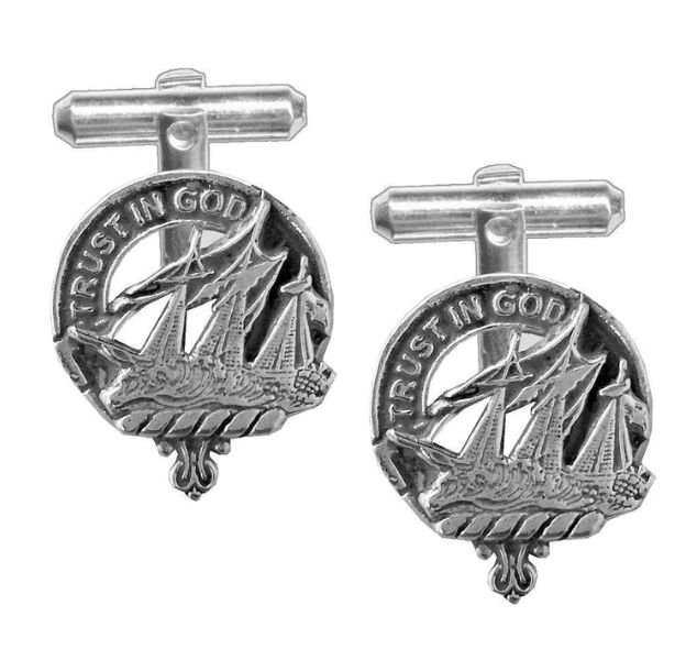 Image 1 of Harkness Clan Badge Stylish Pewter Clan Crest Cufflinks