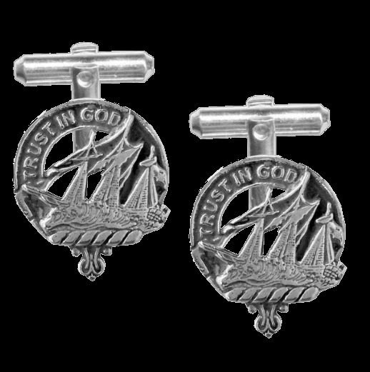 Image 0 of Harkness Clan Badge Sterling Silver Clan Crest Cufflinks