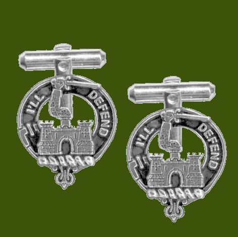 Image 0 of Kincaid Clan Badge Stylish Pewter Clan Crest Cufflinks
