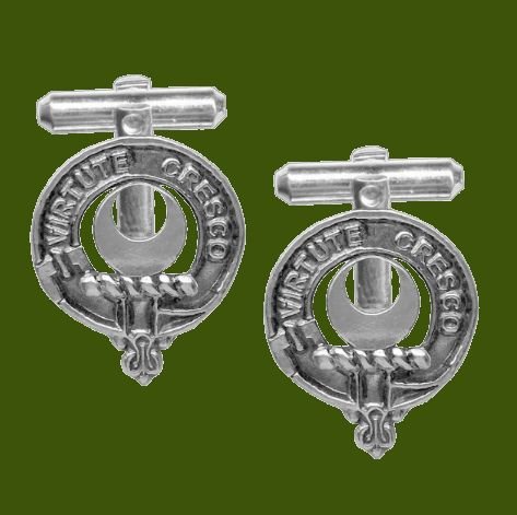 Image 0 of Leask Clan Badge Stylish Pewter Clan Crest Cufflinks