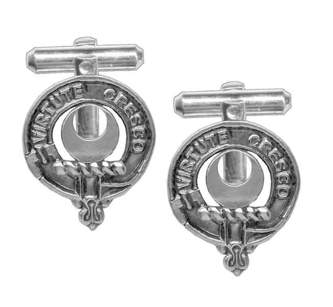 Image 1 of Leask Clan Badge Stylish Pewter Clan Crest Cufflinks