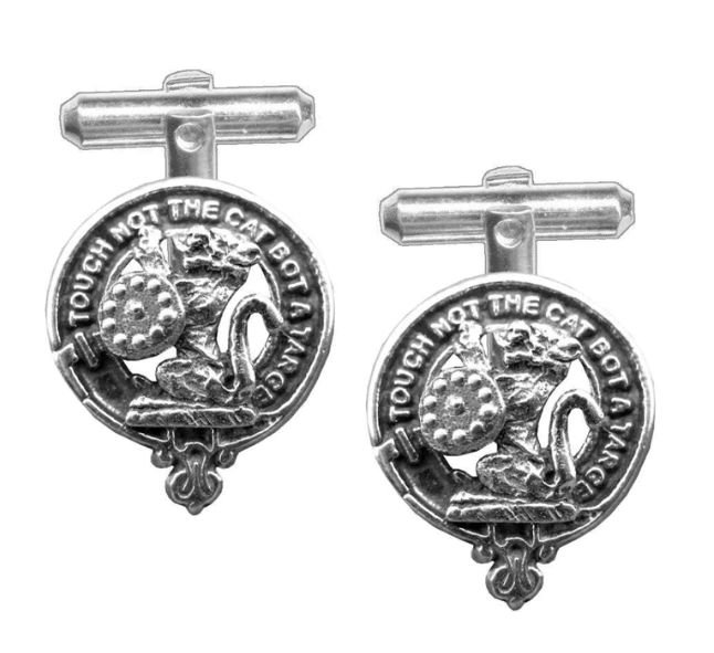 Image 1 of MacBain Clan Badge Stylish Pewter Clan Crest Cufflinks
